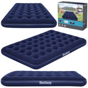 BESTWAY 80 inch 203cm Premium Portable Inflatable Queen Double Air Bed Mattress with 2 Pillow and Hand Manual Pump Model 67374