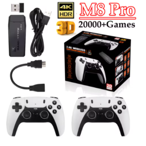 M8 PRO 4K Retro Game Console – 2.4G Dual Wireless Controllers, 32/64/128GB, 10,000+ Classic Games, Plug & Play TV Stick, Portable Gaming Gift for Kids & Adults