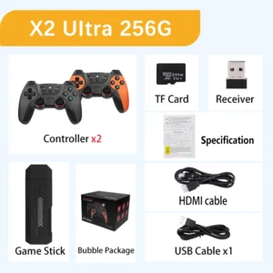 X2 Ultra Retro Game Stick – 4K HD Wireless Console with 37000+ Games & 40+ Emulators